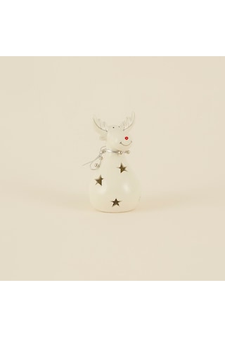 Karaca Home New Year Yılbaşı Yıldız Yansımalı Ledli Geyik Dekoratif Obe 7x7x13 Cm