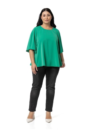 Disentis Büyük Beden Geniş Kısa Kollu Benetton Yeşili Bluz-benetton Yeşili Yeşil