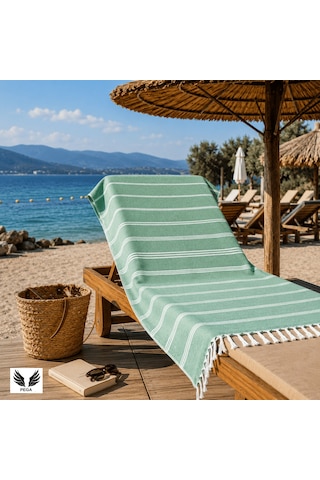 Pega Sultan Peştamal %100 Koton Benetton Yeşili Plaj Havlusu 90 x 170 CM