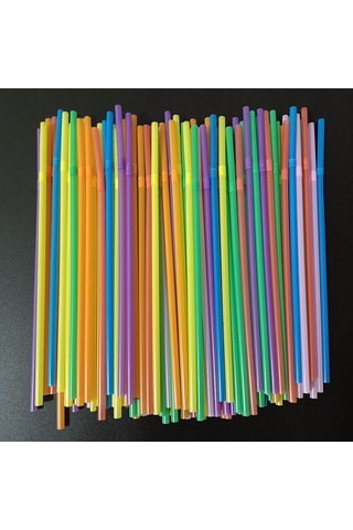 Aubyhe Yemek Grubu 200 Adet Renkli 5x210 Eğik Boru, Meyve Suyu Ve Milk Tea İçin Tek Kullandım Plastik Pipetler