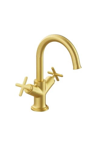 VitrA A4288425 Origin Classic Çift Kumandalı Lavabo Bataryası Fırçalı Altın
