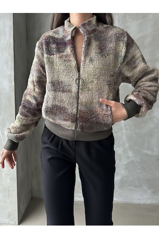 H1 Style Desenli Peluş Mont Kamuflaj Kamuflaj