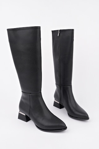 Muggo Collie Sivri Burun Yandan Fermuarlı Topuklu Kadın Çizme siyah