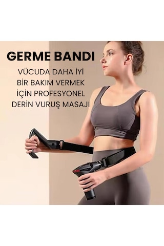 Smayling Germeli Uzatma Aparatlı Masaj Tabancası 4 Başlık Dijital Göstergeli Derin Doku Masaj Aleti Siyah