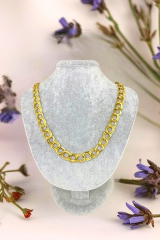 Gold Renkli Çelik Samanyolu Zincir Kolye Bileklik Set Altın