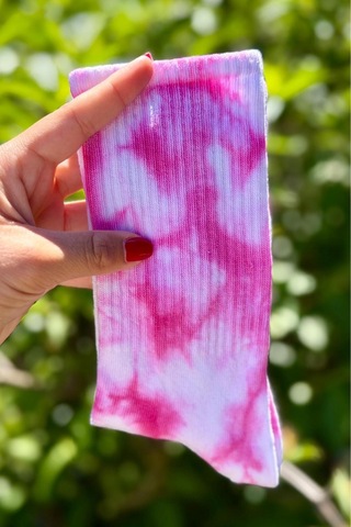 Lousocks Unisex Beyaz Batik Desenli Soket Spor Çorap