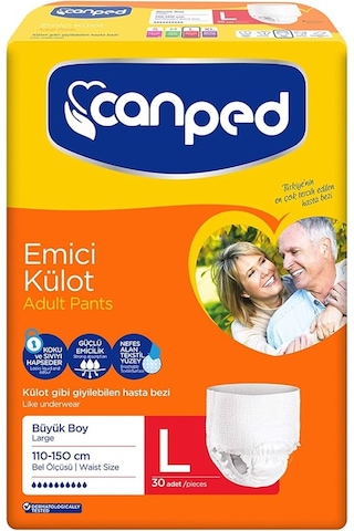 Canped Emici Külot L Beden Büyük Boy Hasta Bezi 30 Adet 1 Paket