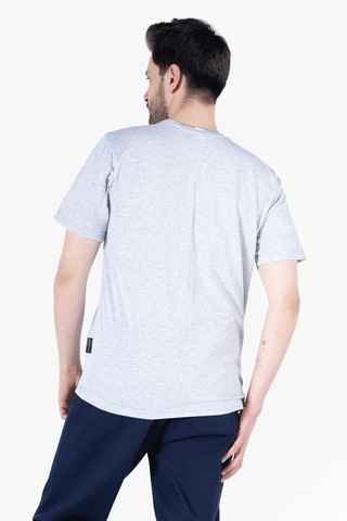 T-shirt Bisiklet Yakalı İş Tişörtü Gri Melanj