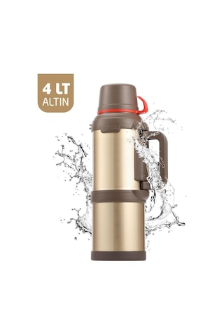 Kampcı Paslanmaz Çelik Termos 4 Litre 48 Saat Sıcak-soğuk Gold 9009 Altın