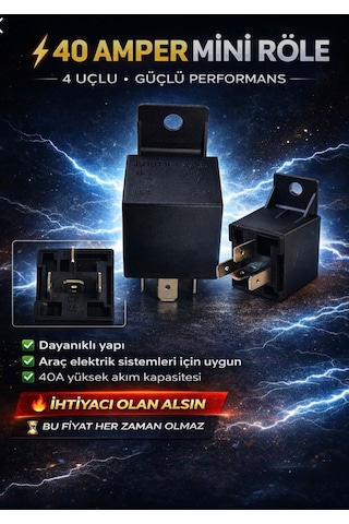 Avenir 12v Röle 4 Uçlu 40 A 30-85-86-87 Tüm Araçlar İçin