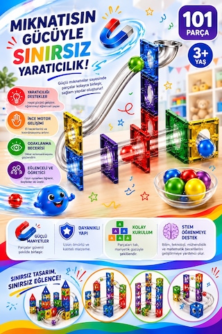 Mıknatıslı Manyetik Parkur Seti 101 Parça