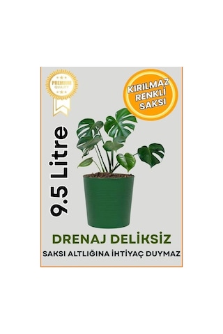 Hüskon Ticaret Yeşil 9.5 Litre Dekoratif Bitki Saksısı - Iç-dış Mekan Bitkileri Için Uygun Saksı