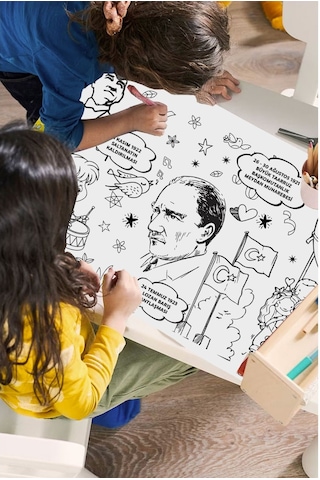 Atatürk Ve Türkiye Cumhuriyeti Temalı Boyama Kağıdı Etkinlik Rulosu 5 Mt