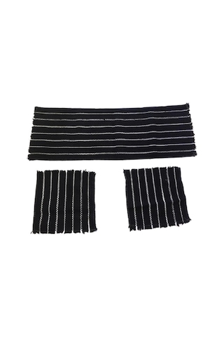 Oto Koltuk Serme Kilim Minder 3'lü Set Beyaz Siyah
