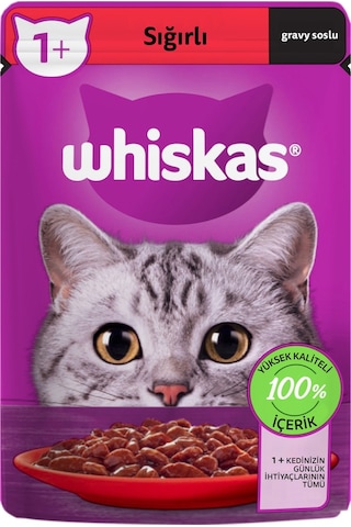 Whiskas Pouch Sığırlı Yetişkin Kedi Maması 28 x 85 G