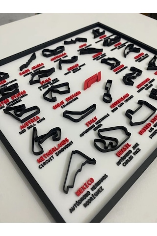 F1 Pistleri 3d Çerçeve - Formula 1 Yarış Pisti Dekoratif Tablo