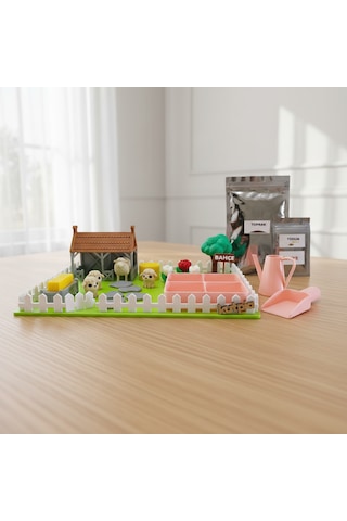 Kutpia Mini Bahçe Çocuk Oyun Ve Eğitim Seti 25x19cm - Sevimli Koyunlar Pembe