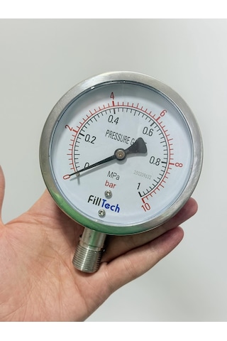Filltech Manometre Basınç Göstergesi 0-10 Bar 105mm