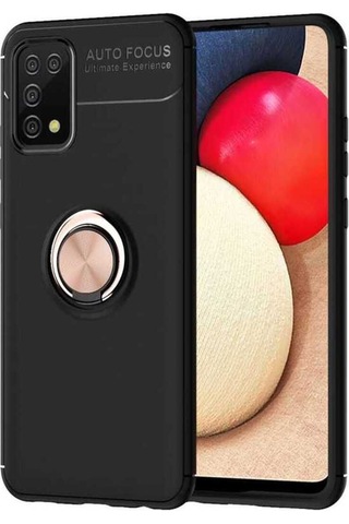 Samsung Uyumlu Galaxy A02s Kılıf Zore Ravel Silikon Kapak Siyah-Rose Gold