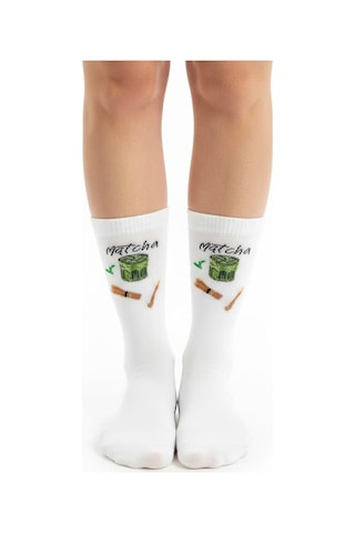 Gost Liria -macha Socks Desenli Unisex Ekru Soket Çorap Ekru