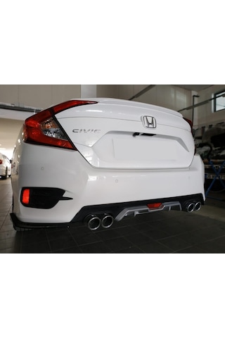 Honda Civic Fc5 2016 - 2021 Difüzör 4 Egsoz Görünümlü Gri