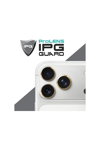 Apple iPhone Uyumlu 17 Pro / Apple iPhone Uyumlu 17 Pro Max İçin Ipg Prolens Kamera Lens Koruyucu Alüminyum Cd Çerçeveli, Kırılmaz Cam Altın