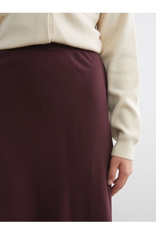 Lcw Modest Bordo Beli Fermuarlı Kloş Etek