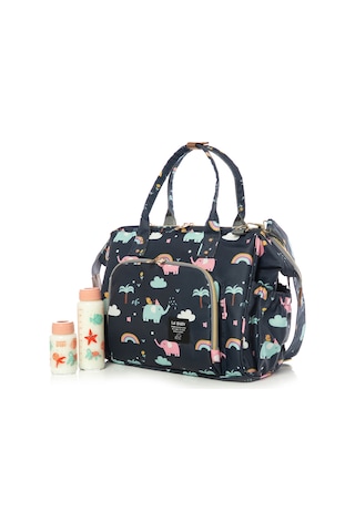 Lal Baby Baggage Bag Fil Desenli Omuz Askılı Anne Bebek Çantası Lacivert