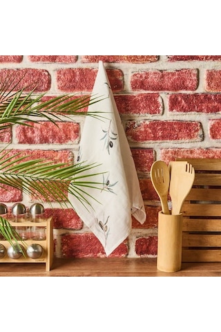 Evidea Soft Müslin Zeytin Desenli Kurulama Bezi - Beyaz - 40x60 Cm Beyaz