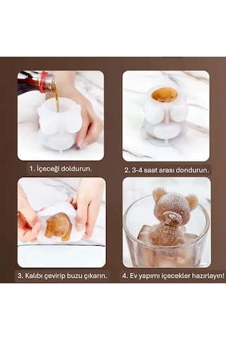 Ayı Şekilli Silikon Buz Kalıbı Beyaz