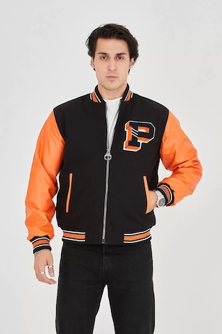 Erkek İçten Elyaf Ve Astarlı Kolları Suni Deri Ceket - Turuncu Turuncu