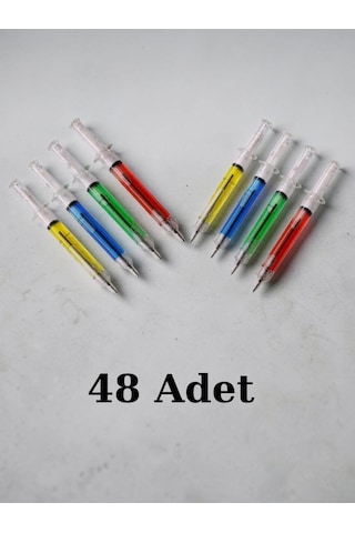 48 Adet 0.7 Uçlu Şırınga Kalem Çok Renkli