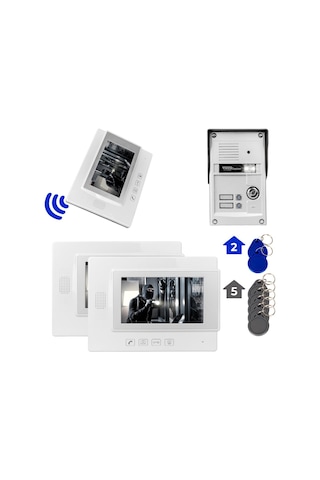Powermaster 37t2 2 Daire 7'' Nfc Destekli Görüntülü Kapı Zili Interkom Akıllı Ev Güvenliği Sistemi