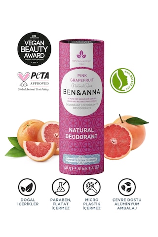 Ben&anna Doğal Deodorant 2 Li Avantajlı Paket Pink Grapefruit & Green Fusion