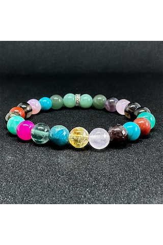 Başak Burcu Bilekliği 8mm Doğaltaş Bileklik - 16 Cm Çok Renkli