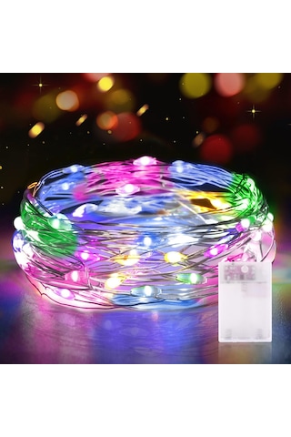 10 Metre Renkli Pilli Led Işık 10 Metre Renkli Led Işık Noel Ağacı Işığı Pilli Yılbaşı Ağacı Işığı Renkli