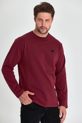 Comeor Çift Bisiklet Yaka Baskı Detaylı Standart Fit Erkek Sweatshirt Bordo 001