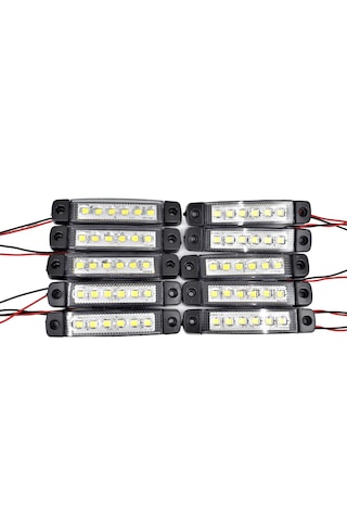 10 Adet Beyaz Parmak Lamba 6 Led 12v 24v