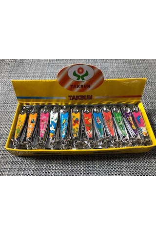 Taksun Tırnak Makası 5,5 cm - Renkli Desenli Askılı Tırnak Makası 24 Lü Paket