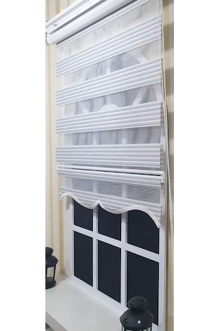 Storburada Zebra Stor Perde Çizgili Etek Dilimli St 010 Ekru