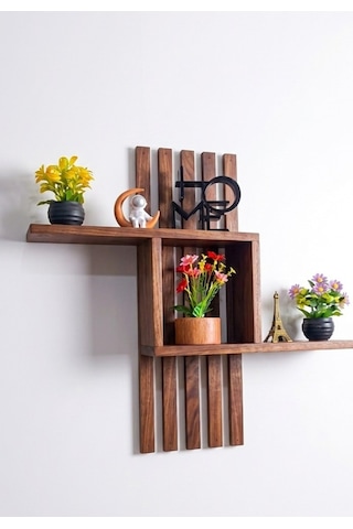 Dekoratif Ahşap Duvar Rafı 60x50 Cm - Çift Taraflı Bant İle Yapıştırılabilir - Modern Kitaplık Bordo Dekoratif Ahşap Duvar Rafı 60x50 Cm - Çift Taraflı Bant İle Yapıştırılabilir - Modern Kitaplık Bordo