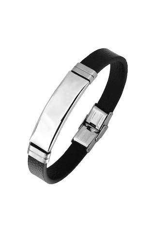 Brezza Lusso Jewelry Sade Model Beyaz Parlak Çelik Erkek  Bileklik Beyaz