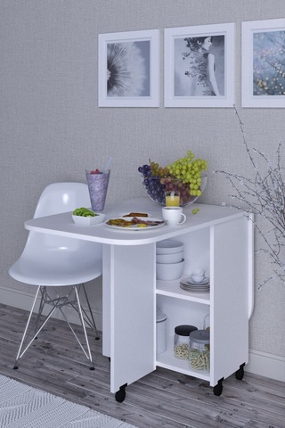 Açılır Katlanır Yemek Masası Oval Masa Mdf Beyaz