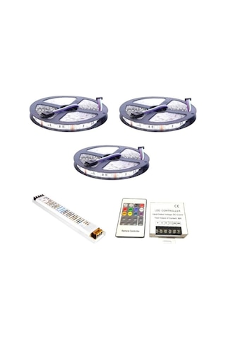 15 Metre Rgb Şerit Led Set +12.5A Trafo+24A Kumanda 50503 Çip Smd