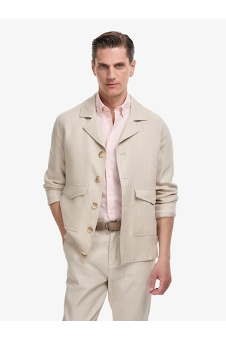 Cacharel Bej Slim Fit %100 Keten Mont