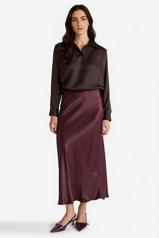Defacto A Kesim Normal Bel Saten Midi Bordo Kadın Etek B1867ax/br234 Bordo