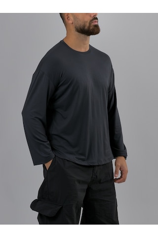 Cocopelli Antrasit Bisiklet Yaka Basic Erkek Sweatshirt Coc3548