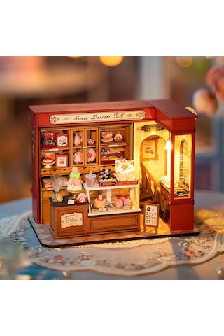 Rolife Dg168 Tatlı Dükkanı Honey Dessert Talk Dıy Minyatür Maket Model Seti Mini Dollhouse 3d Model Kit Detaylı Dekoratif Hobi Seti 3d Puzzle Tiny House