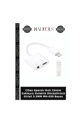 Cihaz Aparatı Hızlı Çözüm Çoklayıcı Kulaklık Dönüştürücü Girişli 3.5mm Mh-030 Beyaz