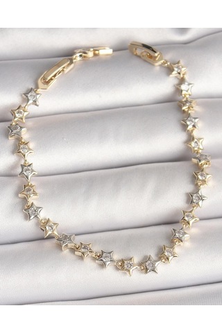 Gold Zirkon Taşlı Yıldız Bileklik Çok Renkli